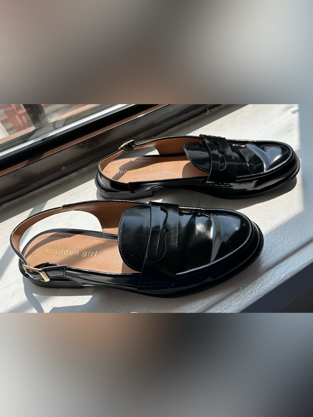 Black Patent Leather Slingback Loafers 8.5 - Picture 3 of 3